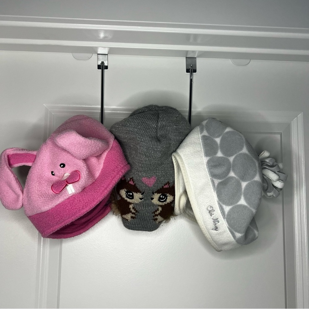 L.L. Bean/H&M/Old Navy- Pink/Grey/White Kids Toque/Beanie/Hat Trio